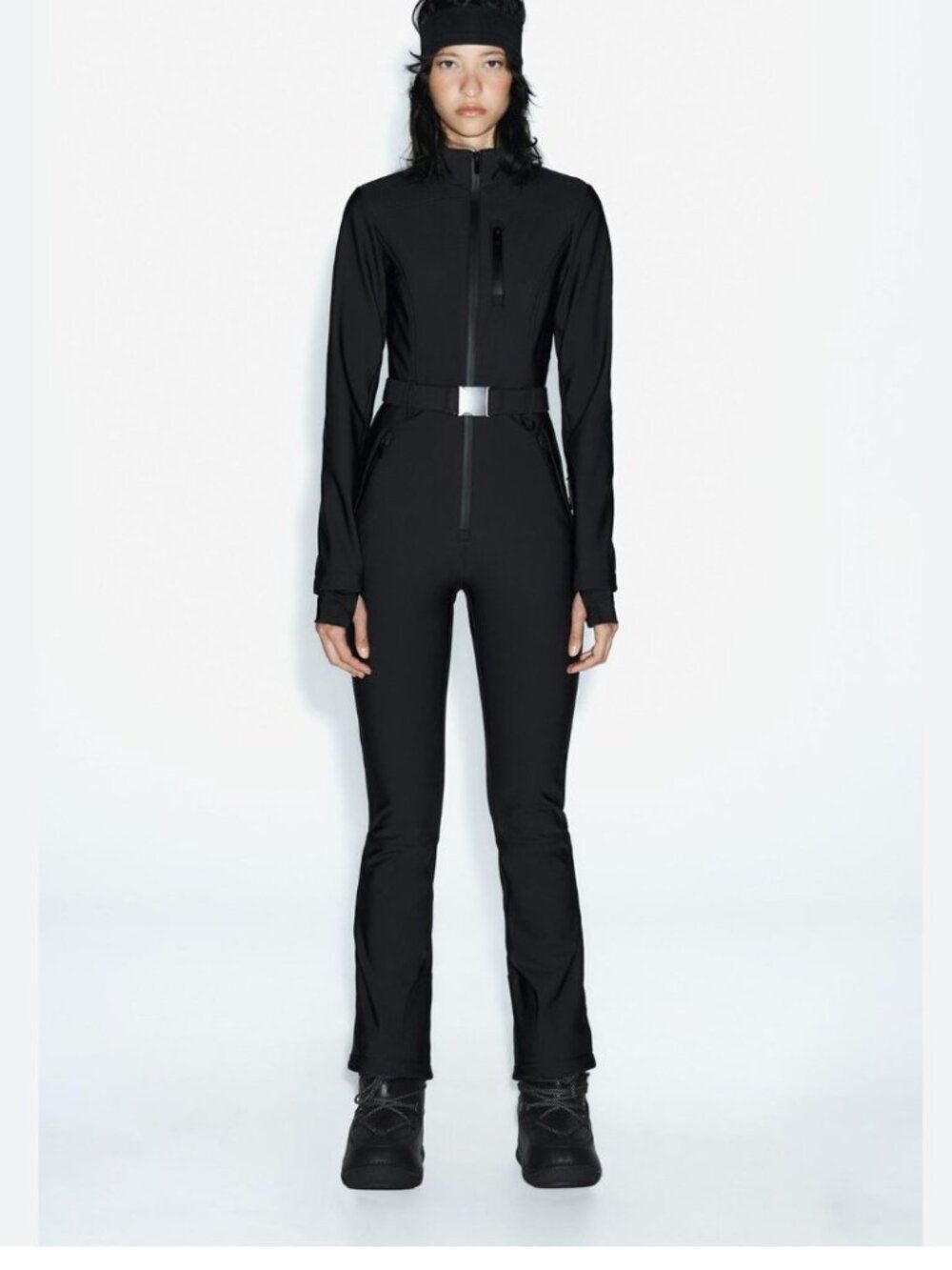 Zara Ski Womans SnowSuit Ski Suit Size L Black Onepiece Recco 8073/043 NWT